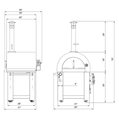 Empava PG03 Holz- und Gas-Pizzaofen für den Außenbereich