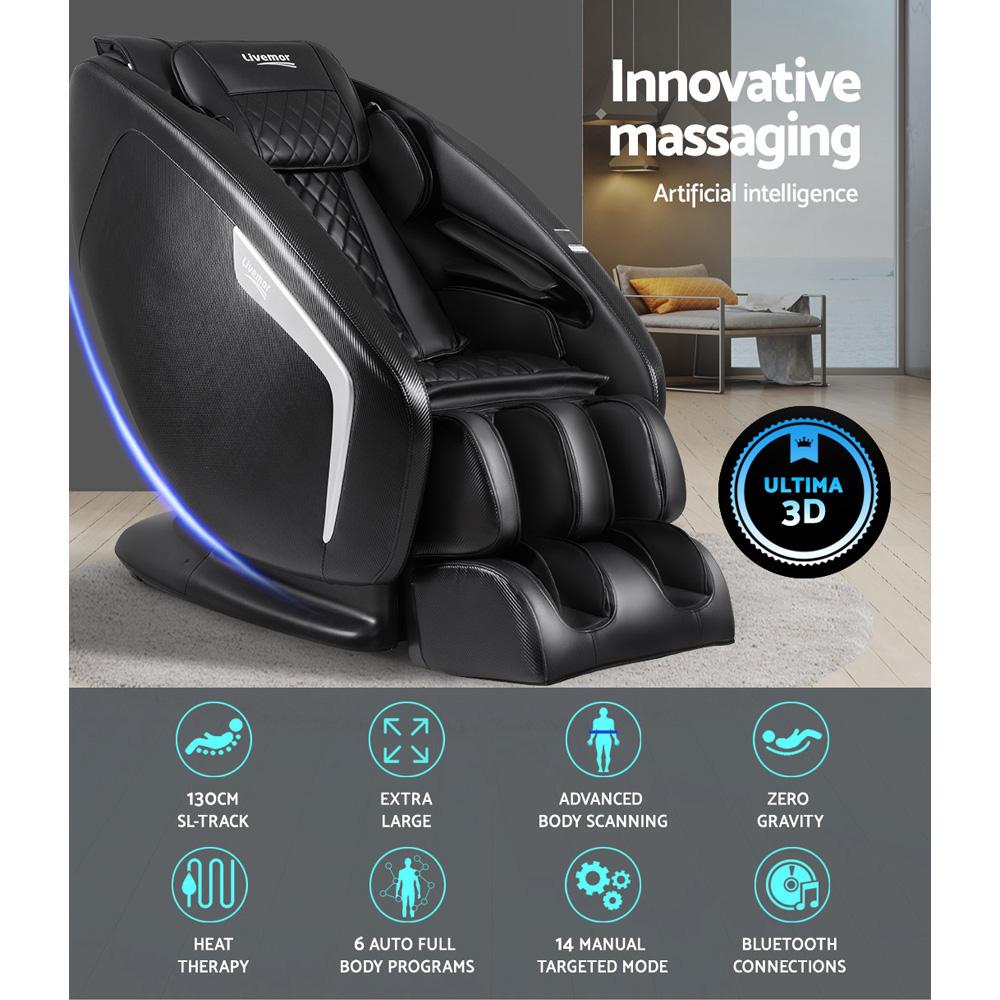 Livemor 3D Elektrischer Massagestuhl Shiatsu Knetmassagegerät Zero