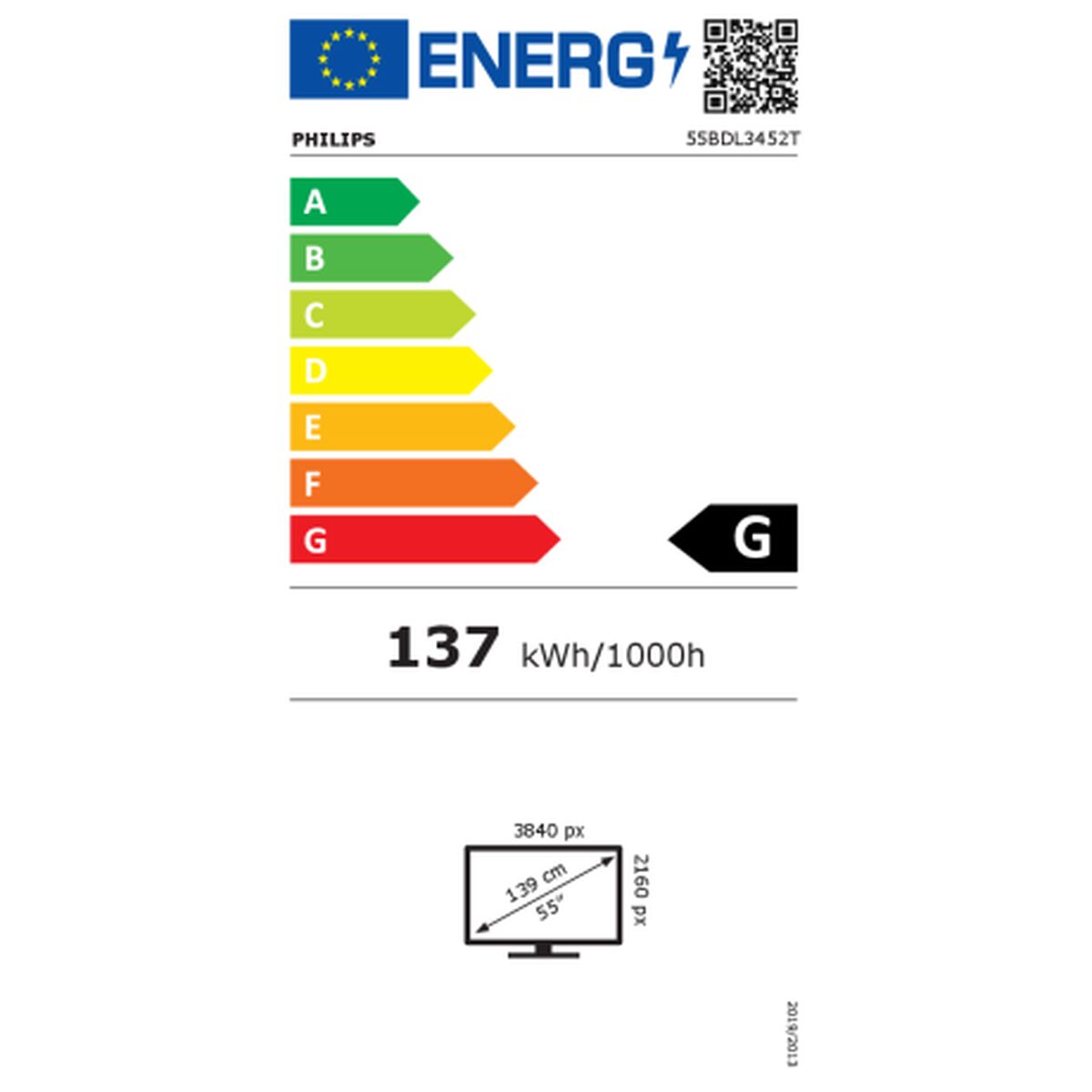 Moniteur Videowall Philips 55BDL3452T/00 3840 x 2160 px 55" IPS