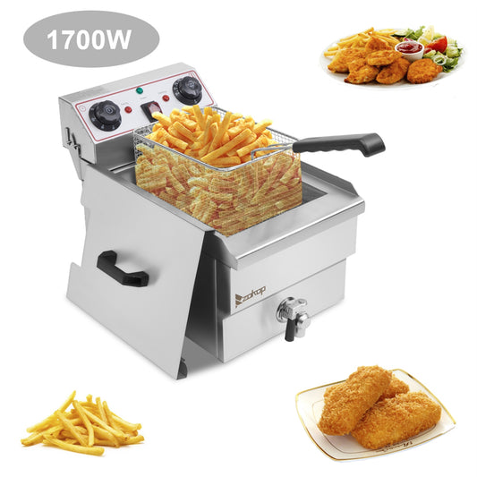 1,7 kW 12,5 QT/11,8 L Einzeltank-Fritteuse mit Edelstahlhahn 