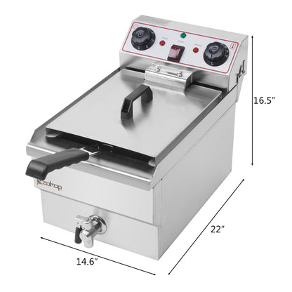 1,7 kW 12,5 QT/11,8 L Einzeltank-Fritteuse mit Edelstahlhahn 