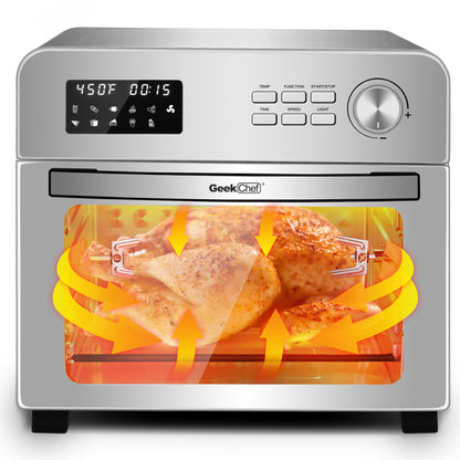 Heißluft-Toaster mit LCD-Display, Drehspieß und Dörrgerät 