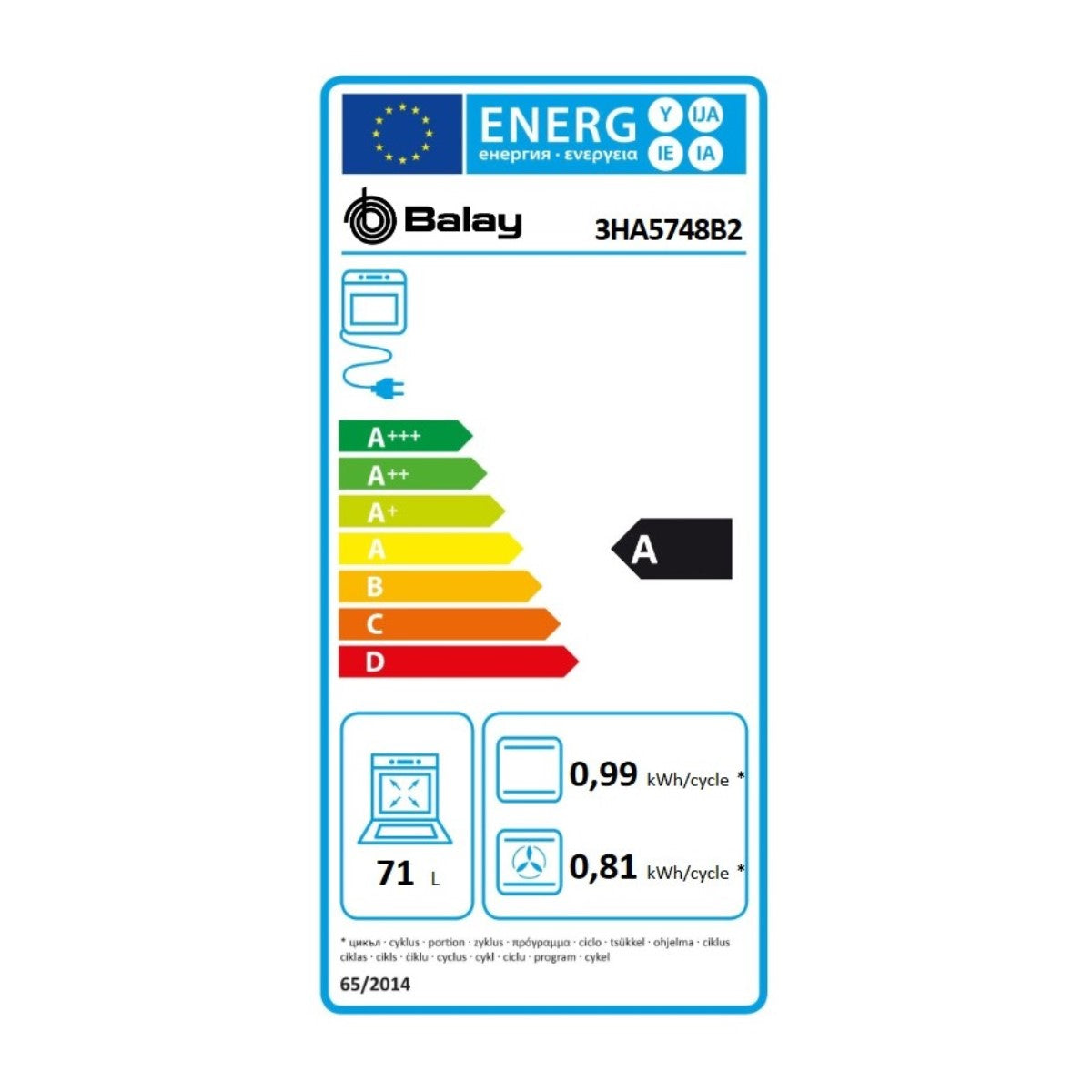 Mehrzweckofen Balay 3HA5748B2 71 L 3600 W 71 L (60 cm)